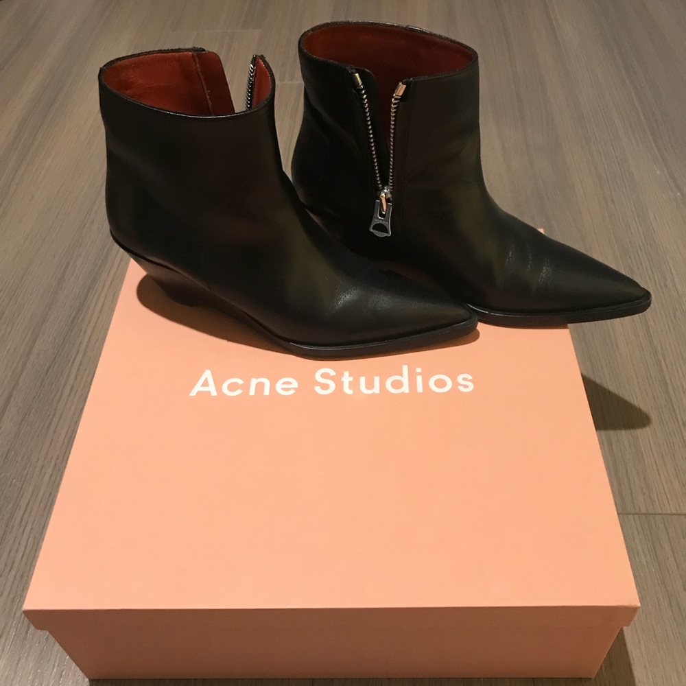 Acne Studio Cony leather wedge ankle boots